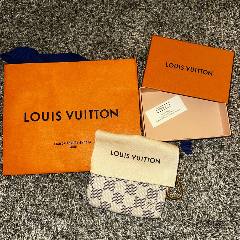 Louis Vuitton Beige and White Checkered Pouch